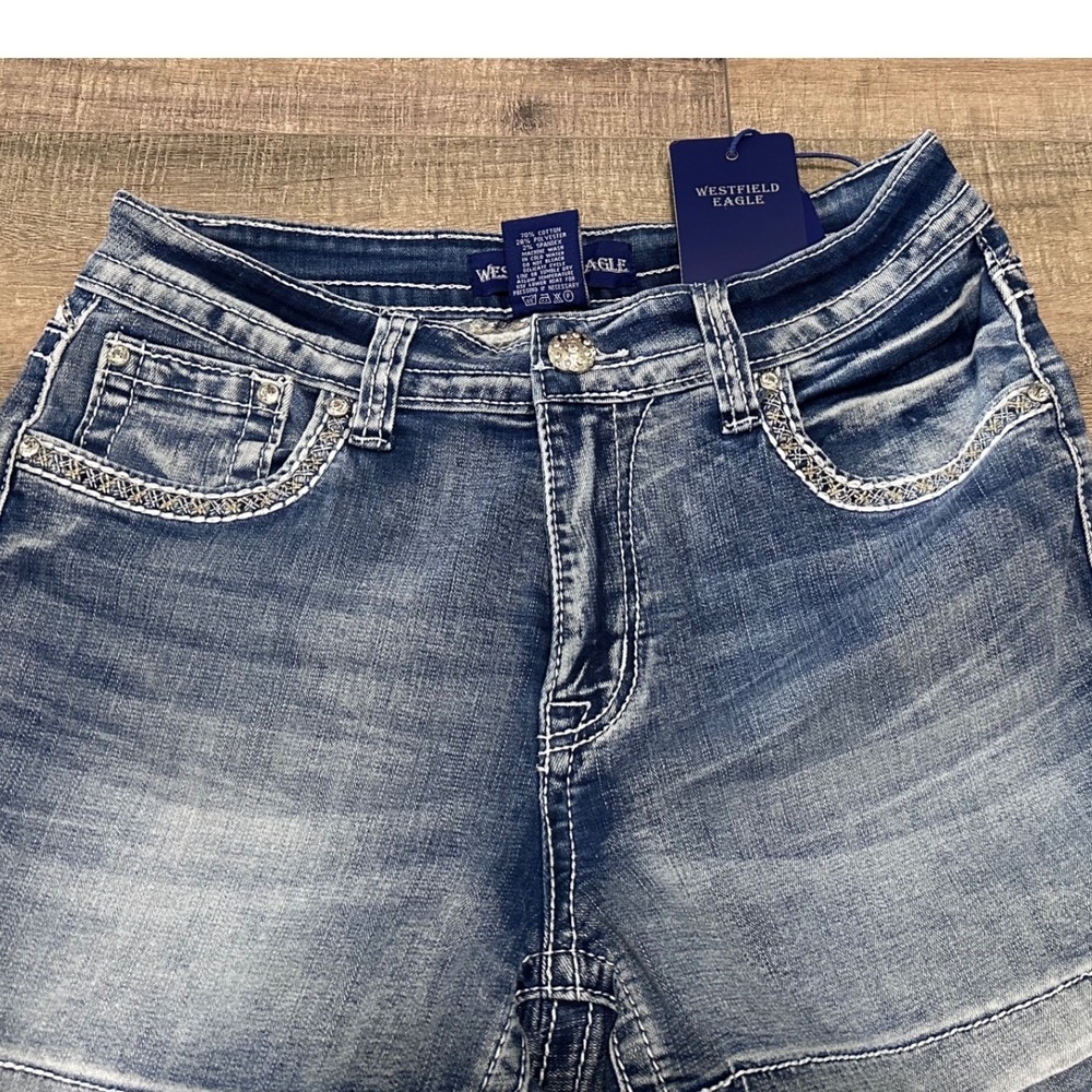 Westfield Eagle Womens Embellished Denim Shorts Blue Size 13 NWT STYLE & COMFORT - Picture 5 of 6